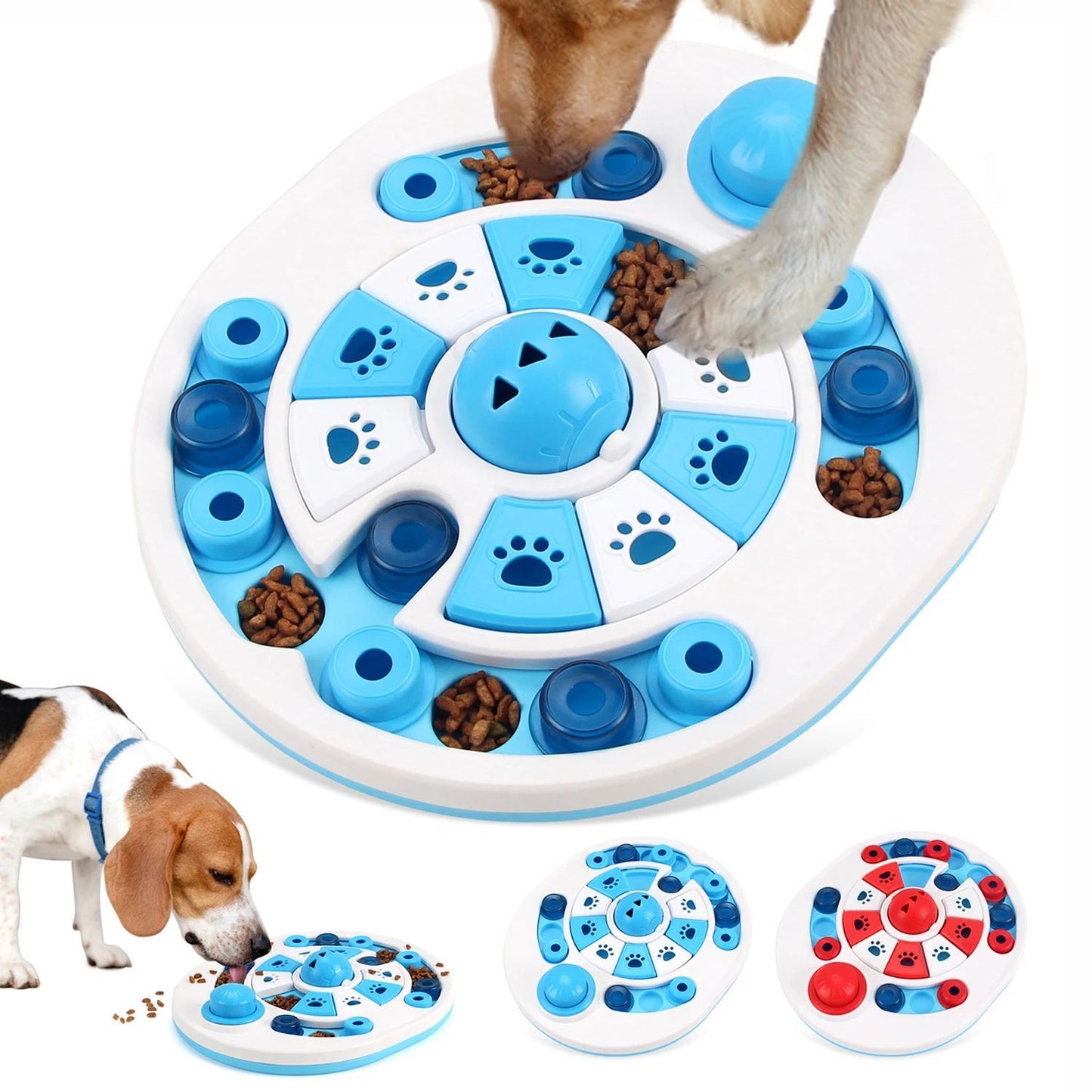 Dog Puzzle Toy With Spherical Bells 24 Hidden Food Locations Jigsaw Dog Food Feeding Sound Toys Food Dispenser For Dog Training