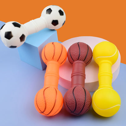 Squeaky Dumbbell-Shaped Dog Chew Toy