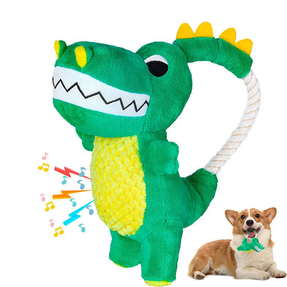 Dog Plush Sounding Chew Toy Durable Plush Toy Chew Dog Toys With Squeaker Soft Interactive Dinosaur Shape Pet Plush Toys For