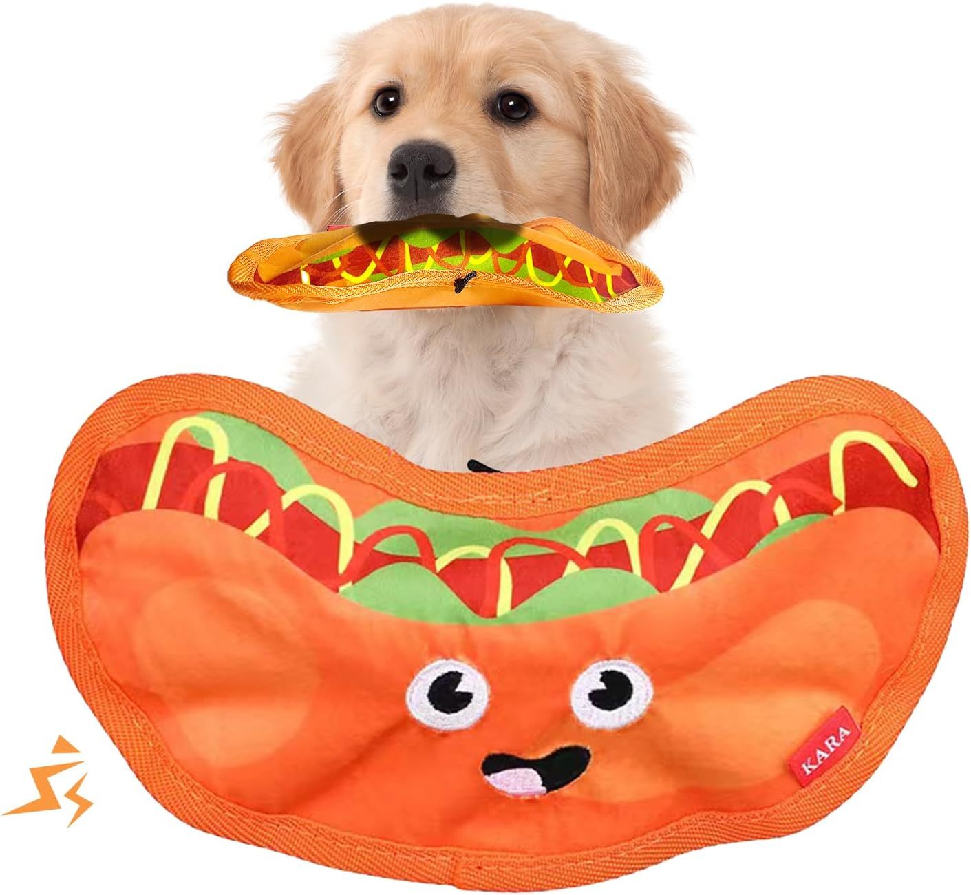 Crinkle Dog Toys Squeaky Dog Toys No Stuffing Dog Toys Durable Interactive Dog Chew Toys For Puppy Small Medium Large Dogs Hamburger