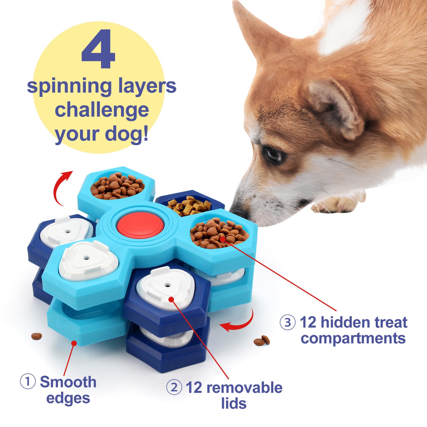 Dog Puzzle Toys Interactive Treat Dispensing Pet Slow Feeder For Small Large Dogs Puppy Enrichment IQ Training Dog Treat Puzzle