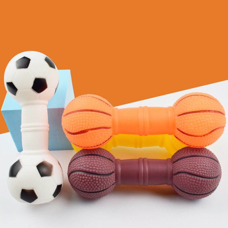 Squeaky Dumbbell-Shaped Dog Chew Toy