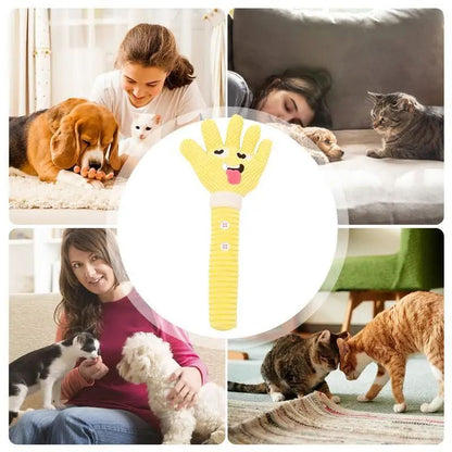 Dog Teething Plush Pet Teething Toys Palm-Shaped Squeaky Plush Chewing Toy Pet Supplies Bite Resistant Cute Plush Squeaky Dog To