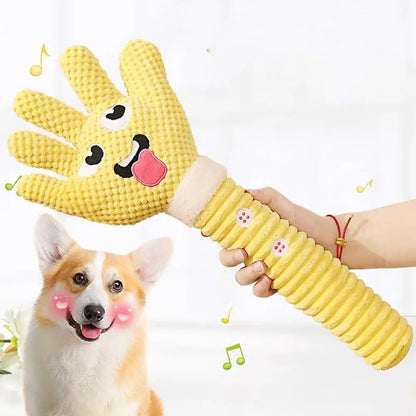 Dog Teething Plush Pet Teething Toys Palm-Shaped Squeaky Plush Chewing Toy Pet Supplies Bite Resistant Cute Plush Squeaky Dog To