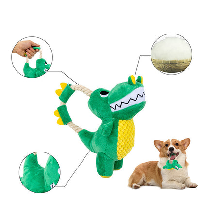 Dog Plush Sounding Chew Toy Durable Plush Toy Chew Dog Toys With Squeaker Soft Interactive Dinosaur Shape Pet Plush Toys For