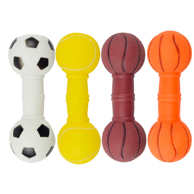 Squeaky Dumbbell-Shaped Dog Chew Toy